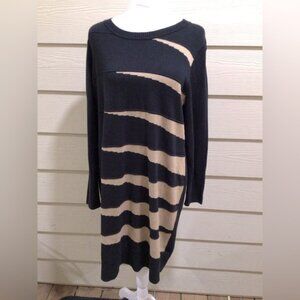 Lemmie for Nina Leonard Black and Tan Striped Dress size XL